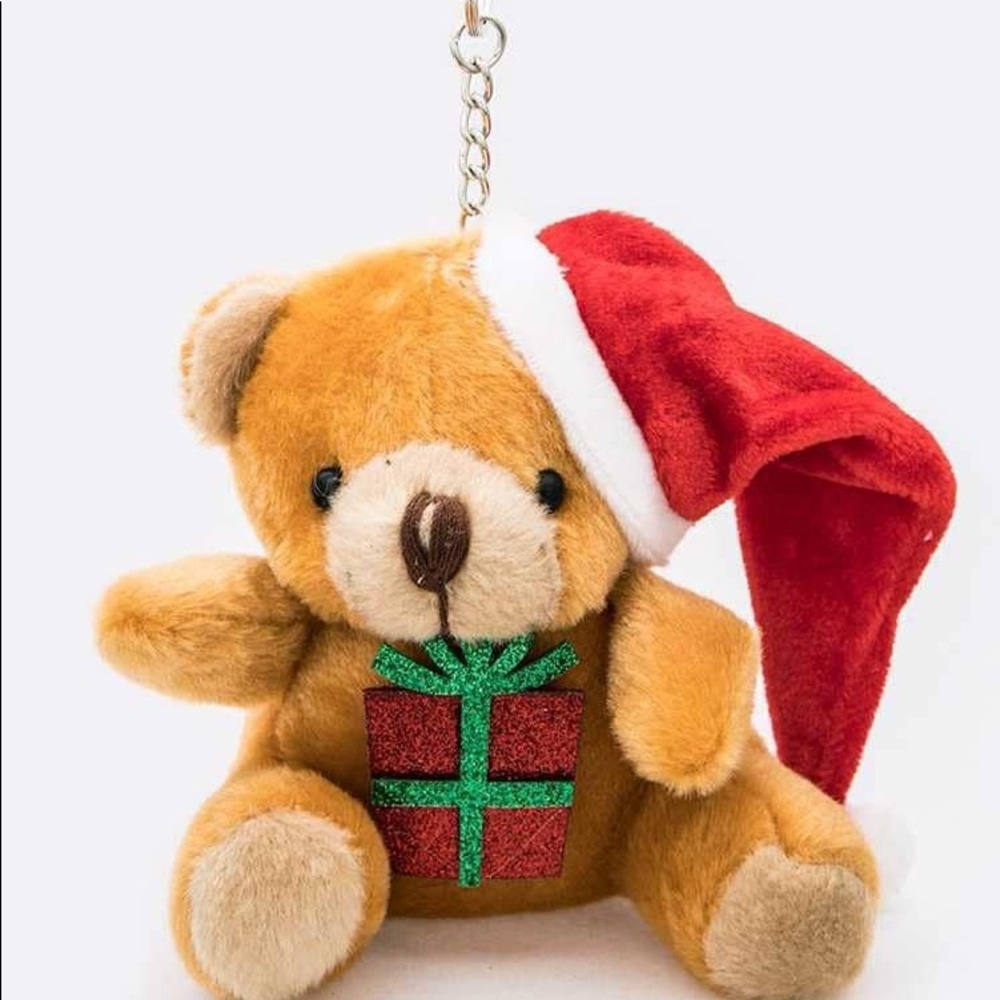 Christmas Bear Plushy Key Charm Set